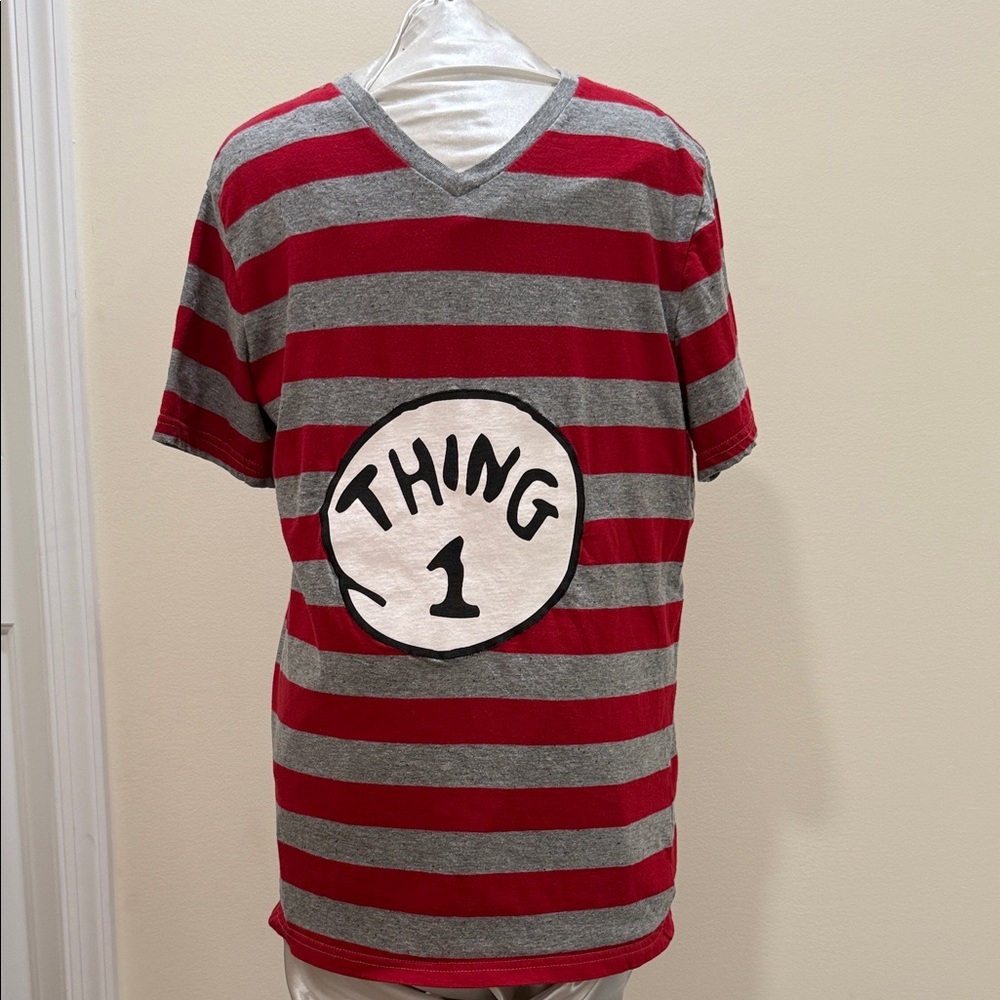 *Thing 1 - Red and Gray Striped Men's Tee (sz med)